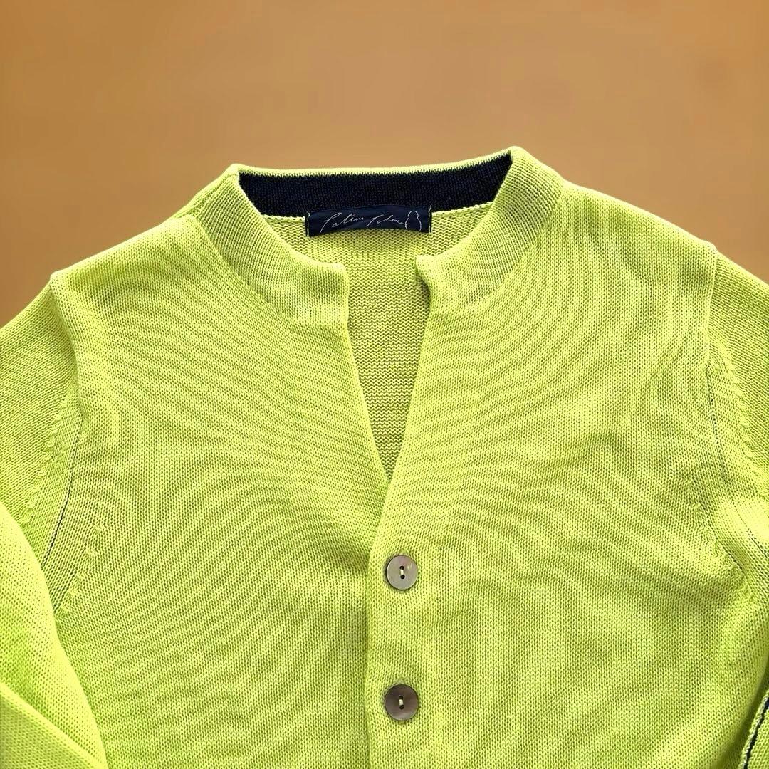 美品✨️パラスパレス 綿麻カーディガン ライムグリーン 配色 25ss