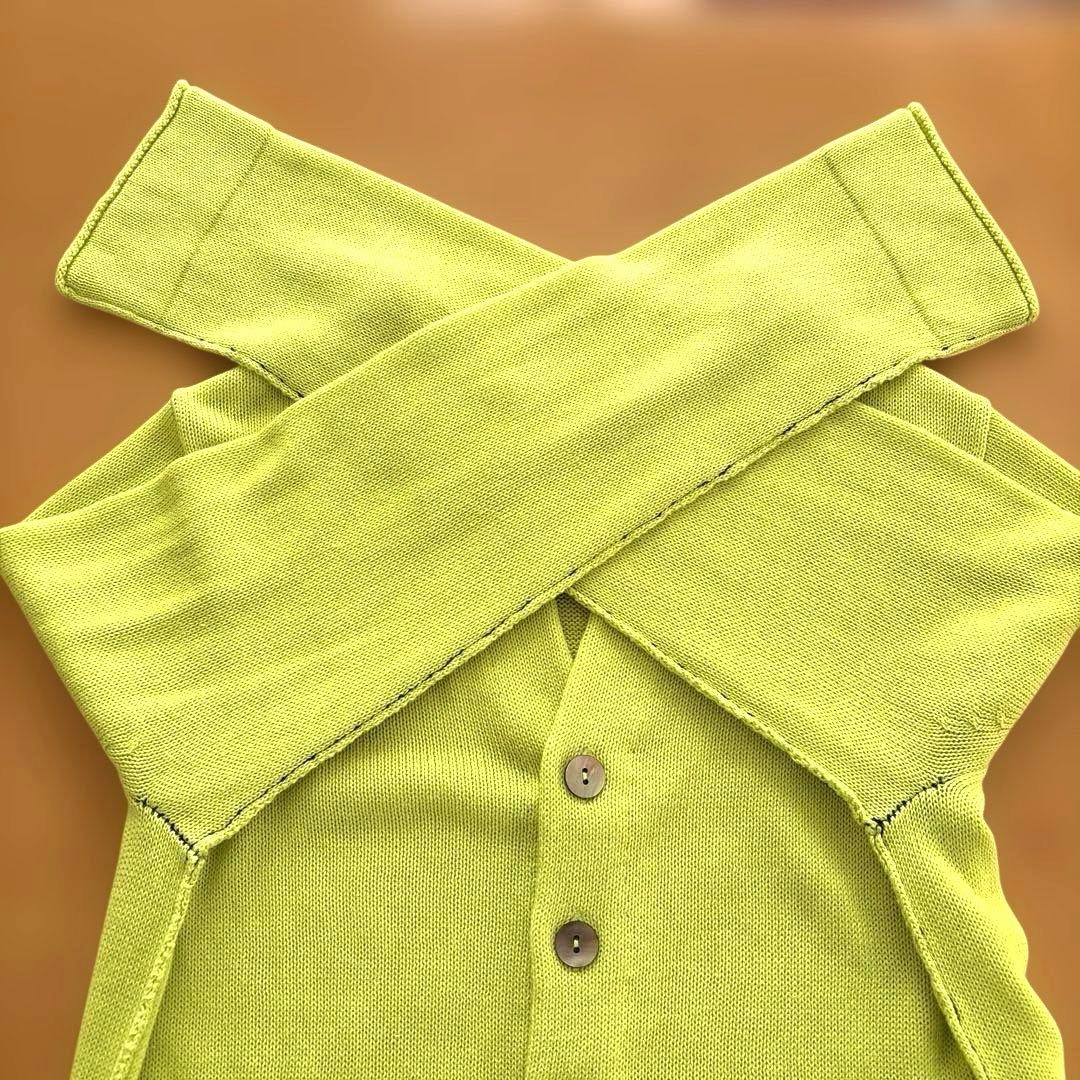美品✨️パラスパレス 綿麻カーディガン ライムグリーン 配色 25ss
