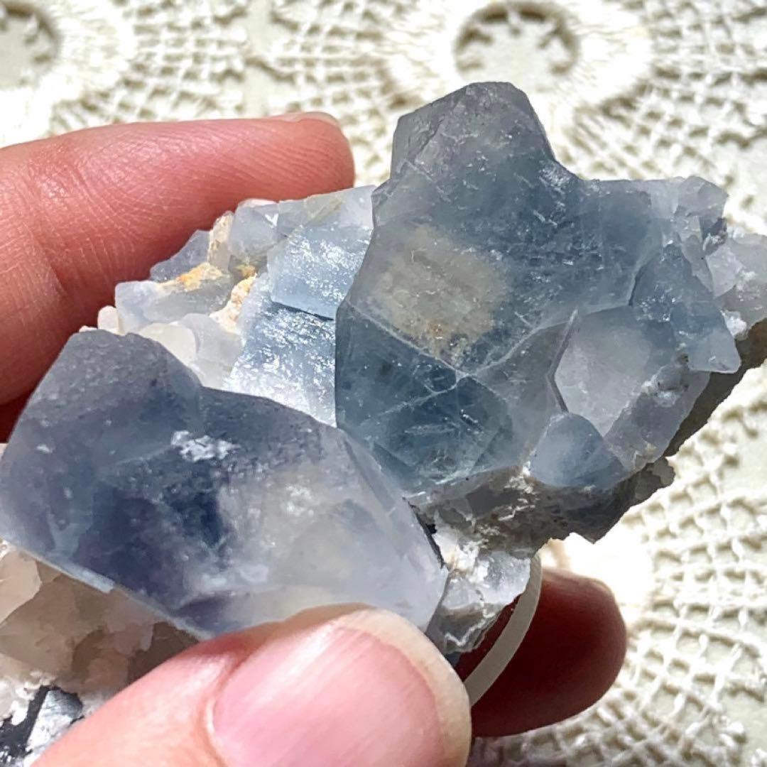 希少！カルサイト共生のセレスティン結晶標本B/原石 鉱物/クラスター