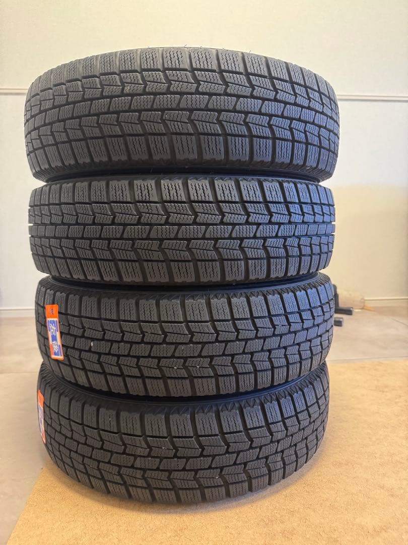 美品 バリ溝155/65R14 アルミホイール付きスタッドレスタイヤ4本セット