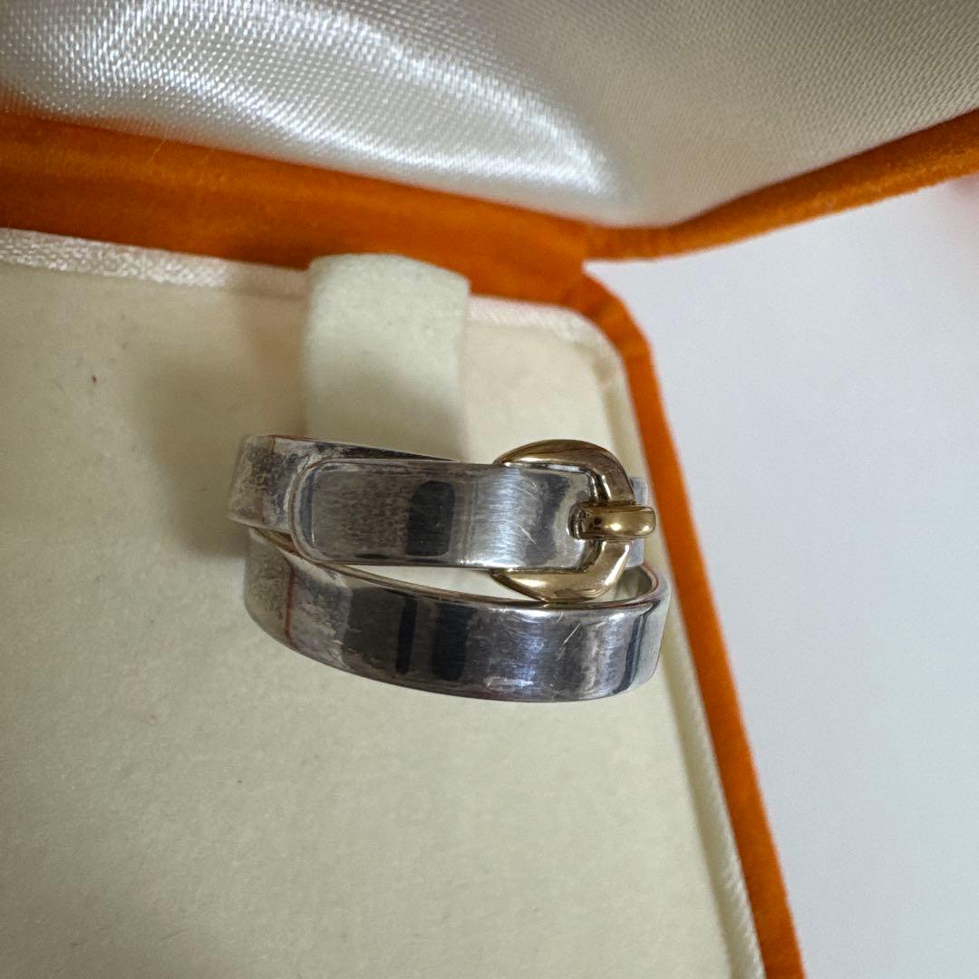 HERMES シルバーリング 箱付き　used ゴールド　51
