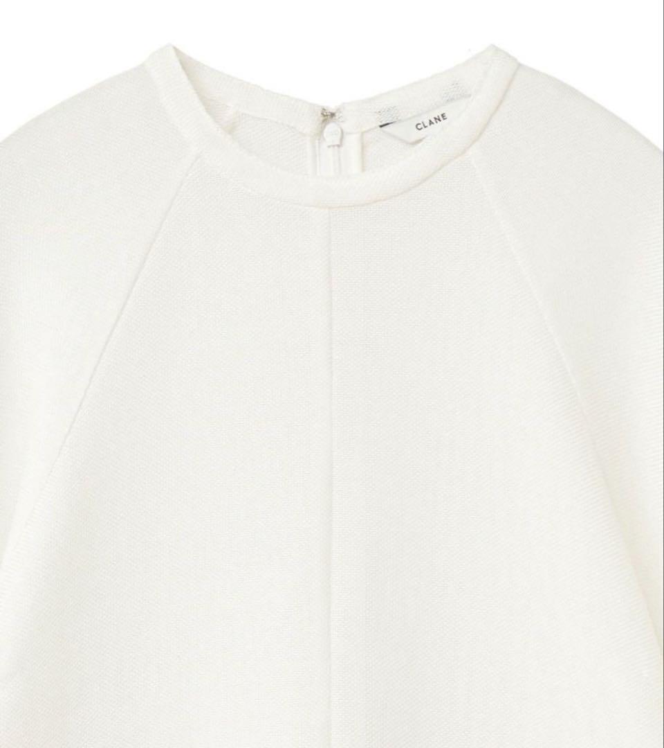 【美品】CLANE MESH FORM SLEEVE BLOUSE ホワイト