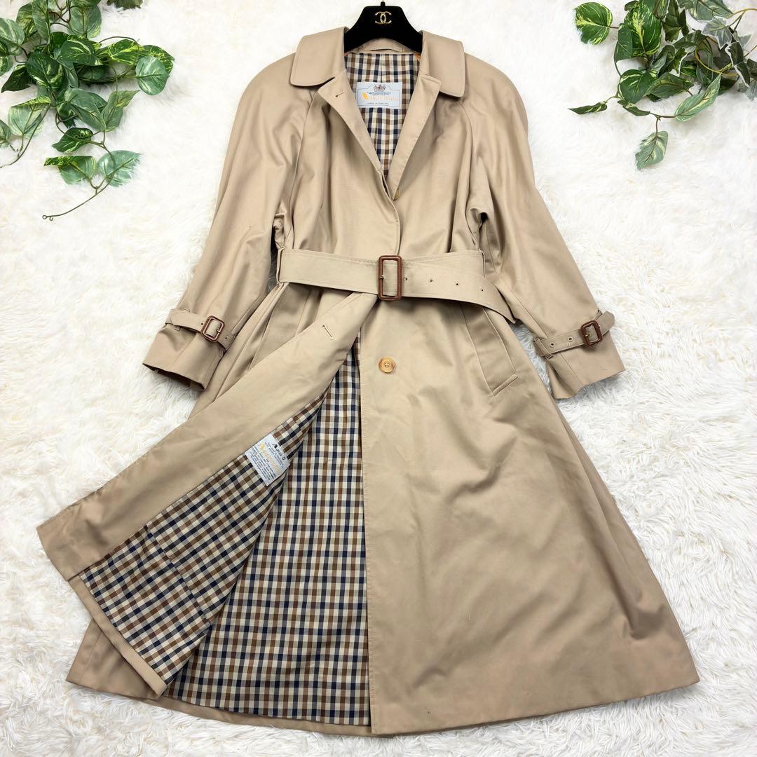 極美品　アクアスキュータム　マキシ丈　ボリューム袖　シングルトレンチコート　M