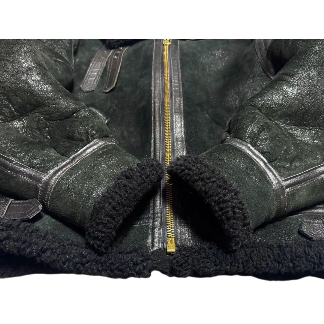 AVIREX 米国製 B-3 ボンバージャケット ブラックボア ムートン 38