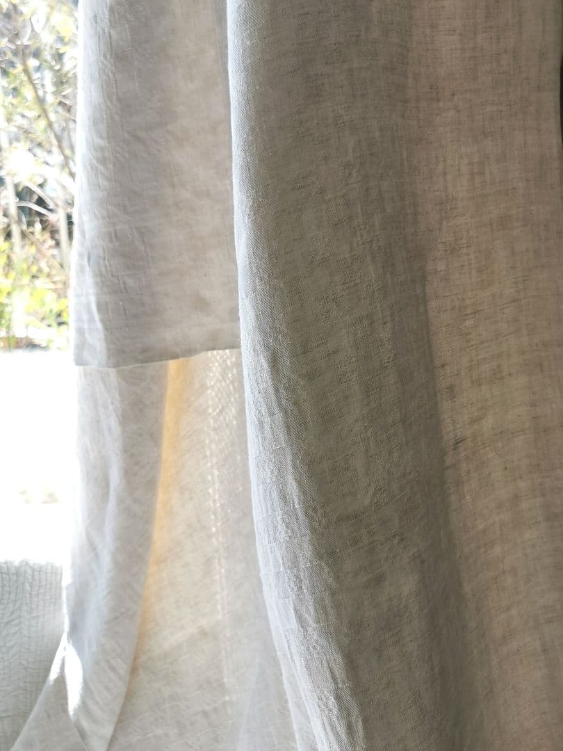 アンティーク フランス1880頃 幾何学模様ダマスク織り天然リネン ラージクロス