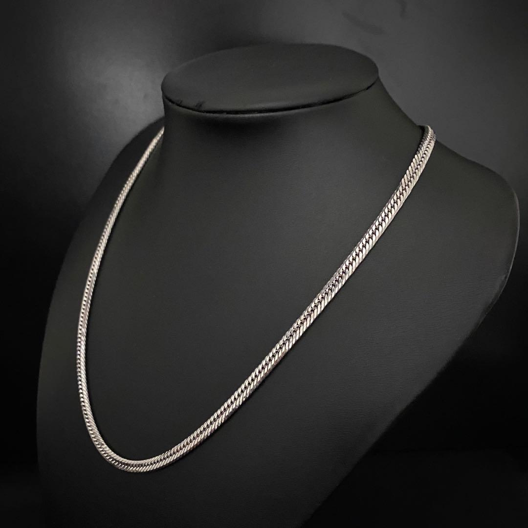 Silver925 12面トリプル 喜平ネックレス プラチナ仕上げ 中折