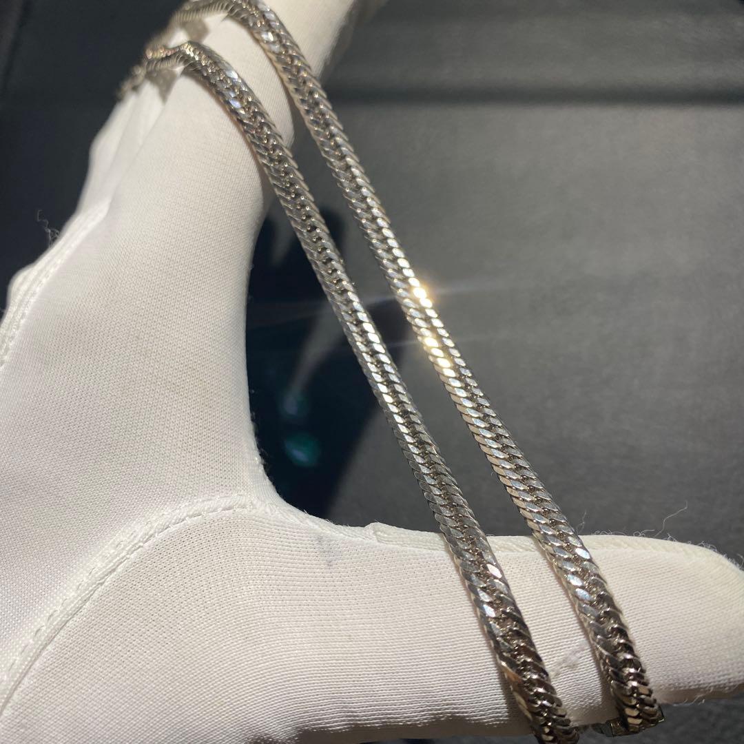 Silver925 12面トリプル 喜平ネックレス プラチナ仕上げ 中折