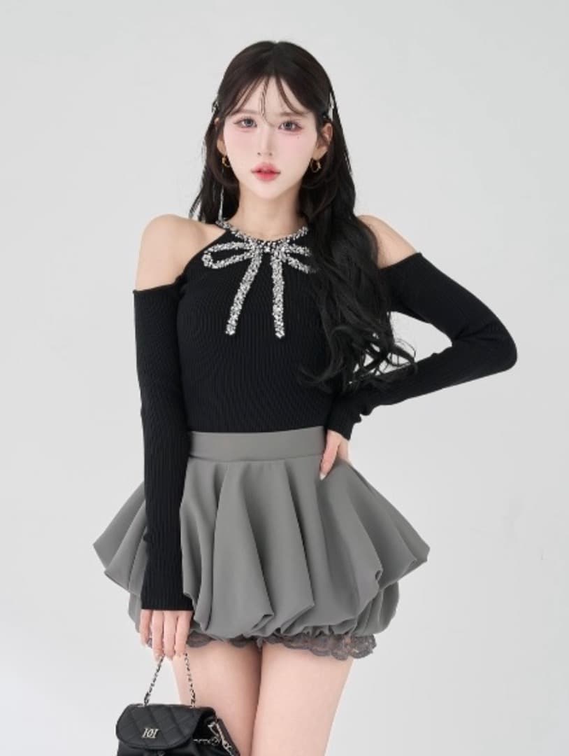 リボンビジューアメスリニットトップス　ダーリッチ　Darich　新品未開封　BK