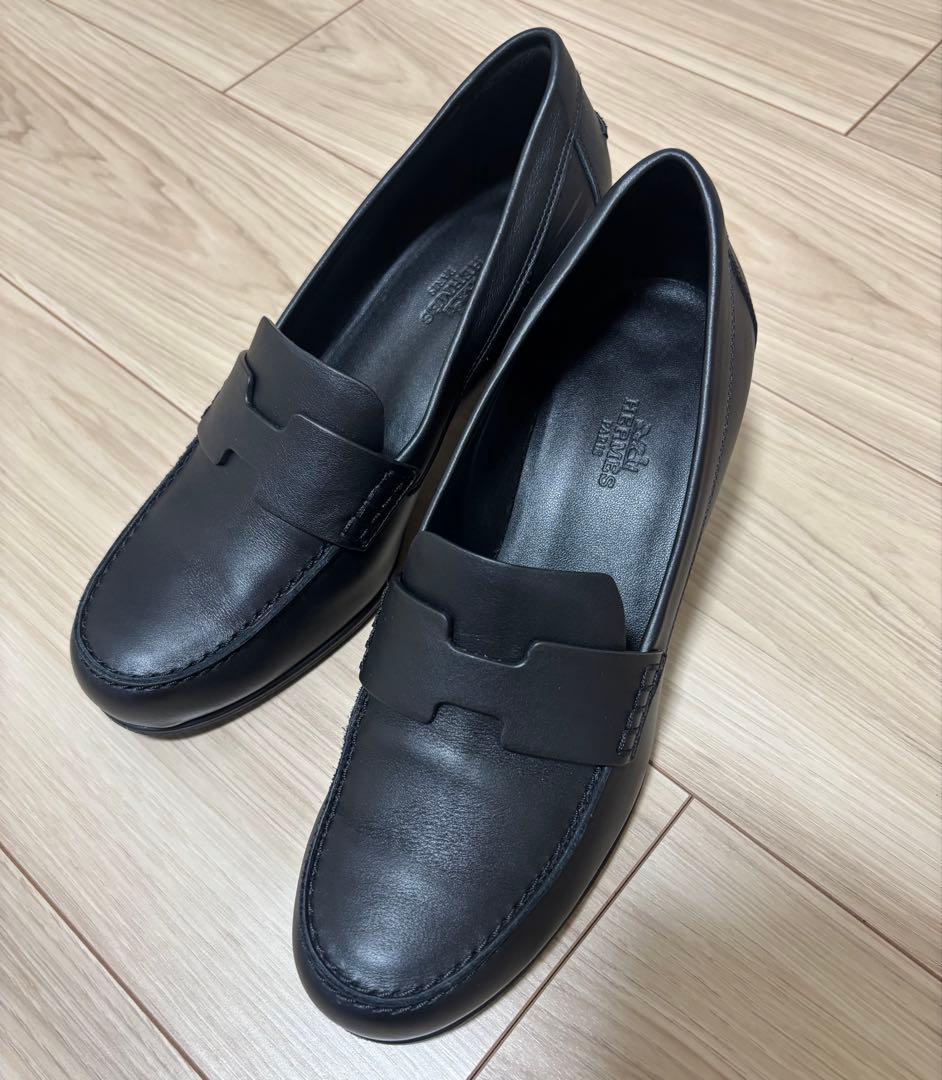 【最終値下げ】エルメス パンプス アンタンポレル50 レザー 36.5 ブラック