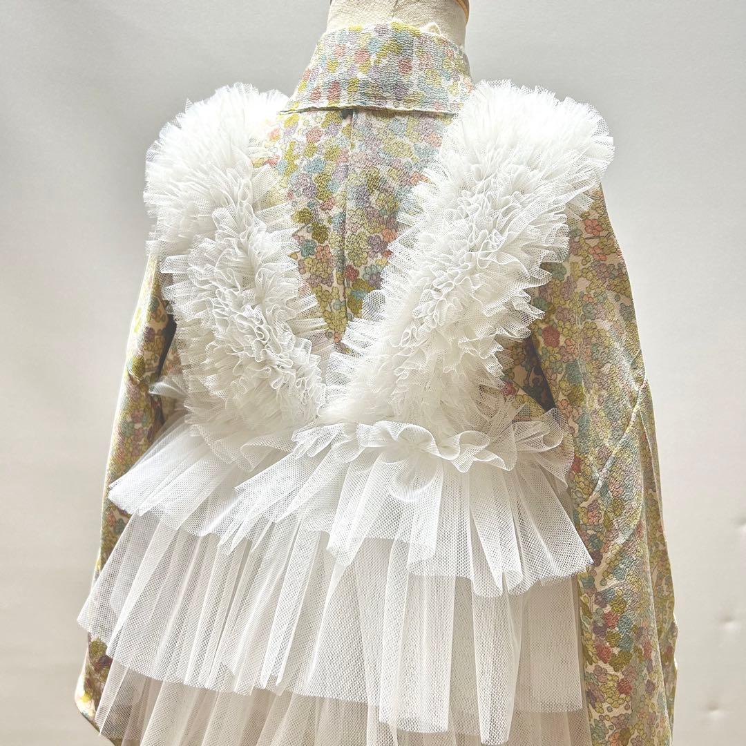 被布エプロン【スノーフリル】チュール被布　被布ドレス　七五三　チュールドレス