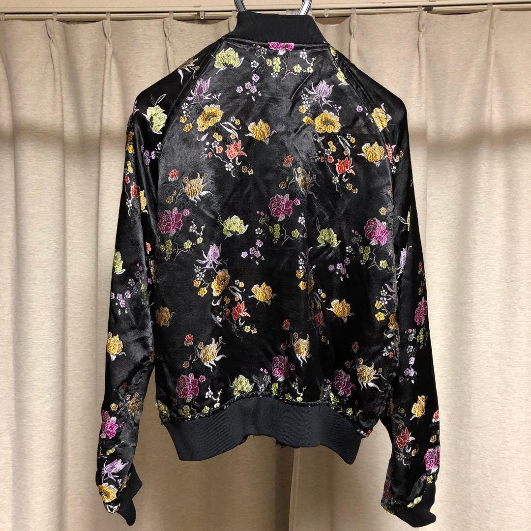 レア　ブラックコムデギャルソン　花柄　総柄刺繍スカジャン　ブルゾン