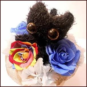 クロネコ　レインボーローズ　ブルーローズ　ダイヤモンドプリザーブドフラワーギフト