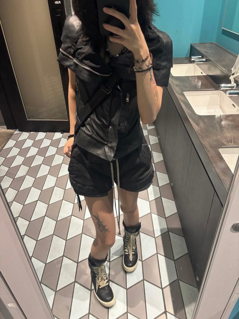 Rick Owens レザー半袖ジャケット ベスト