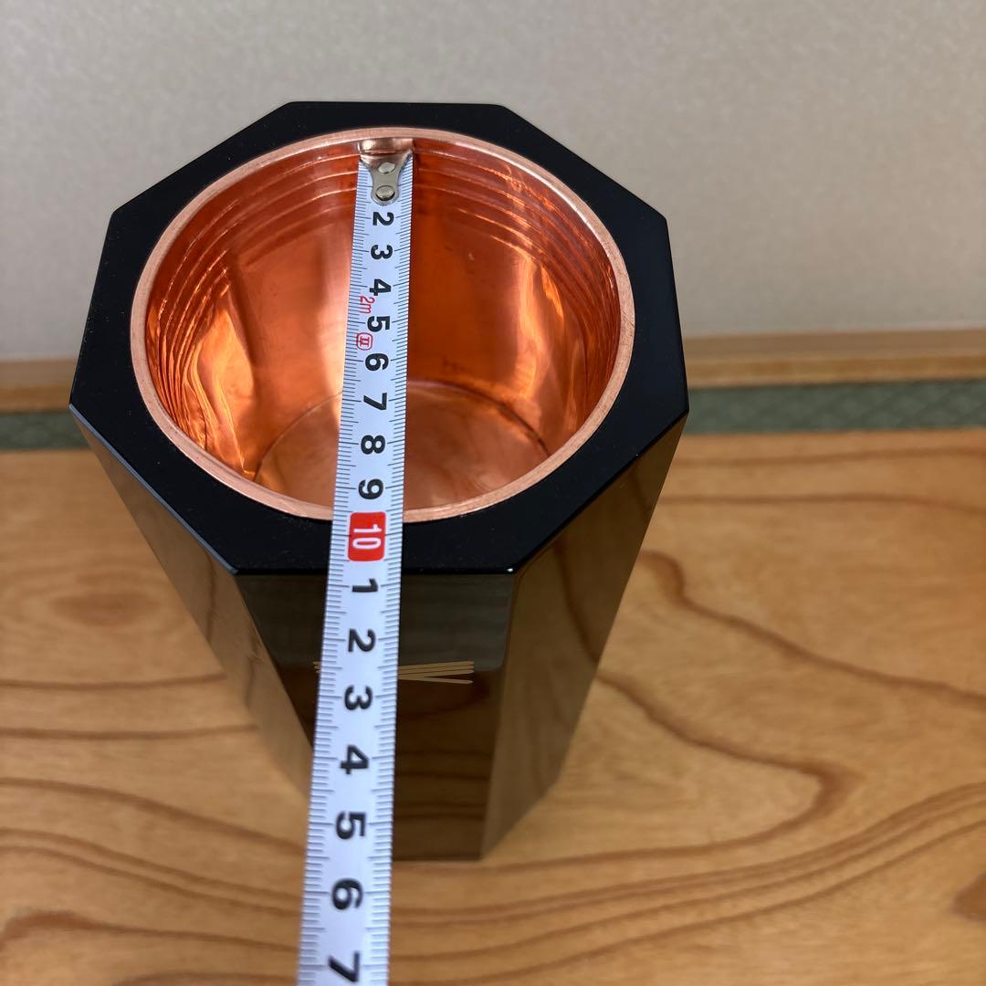 57 【紋付】　【美品】　八角塗寸胴　華道具　寸どう　生け花　花器　未生流　真塗