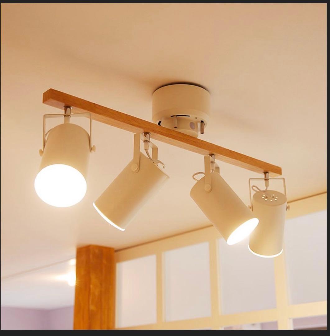 LOWYA ホワイト/ナチュラル 4灯シーリングライト