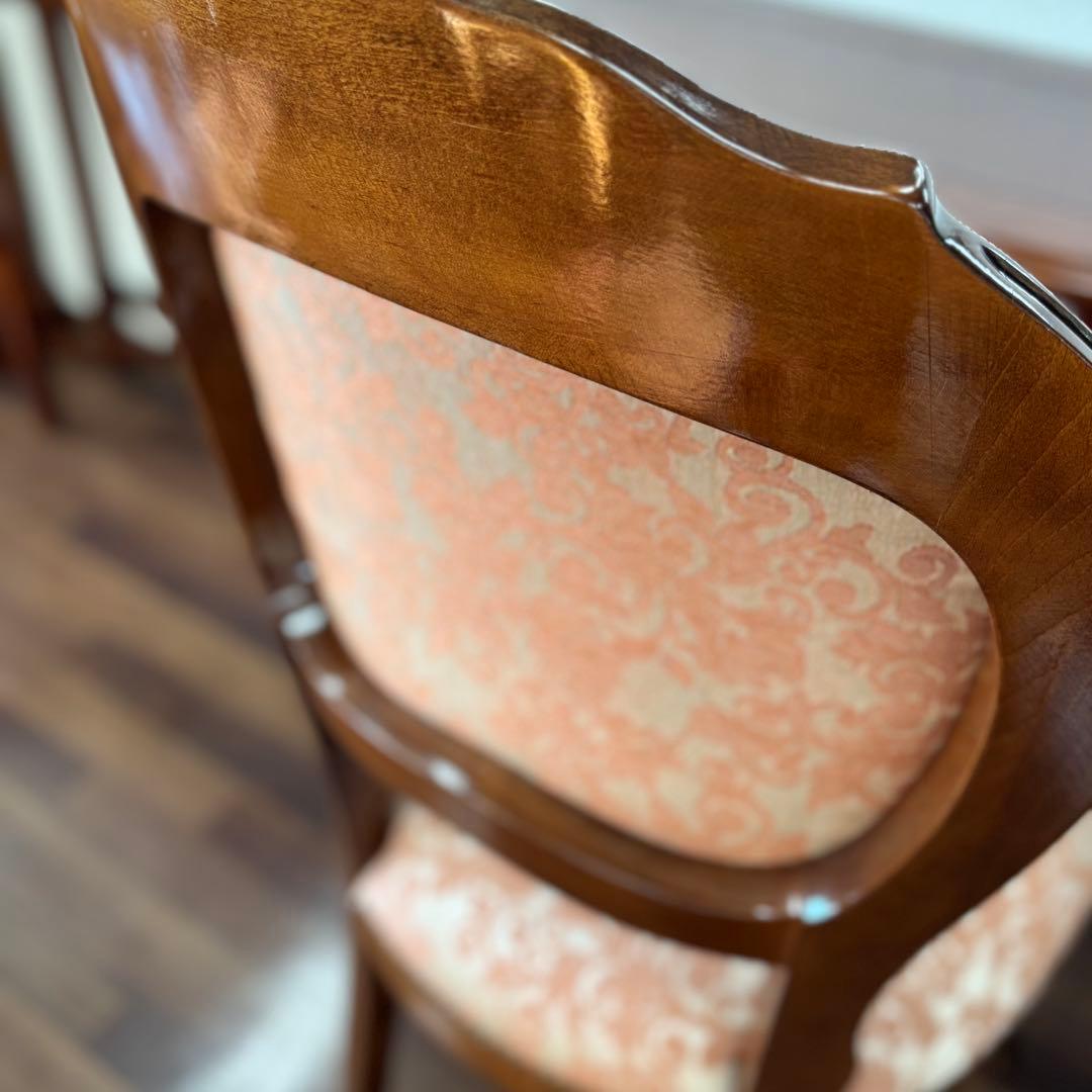 イタリア製クラシックスタイル ダイニングチェア ピンク