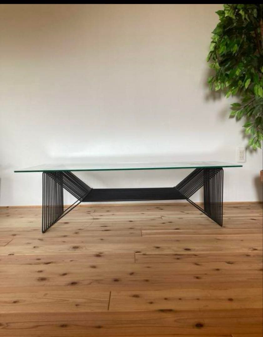 アルテジャパン インザルーム モダン ガラスリビングワイヤーベース ローテーブル