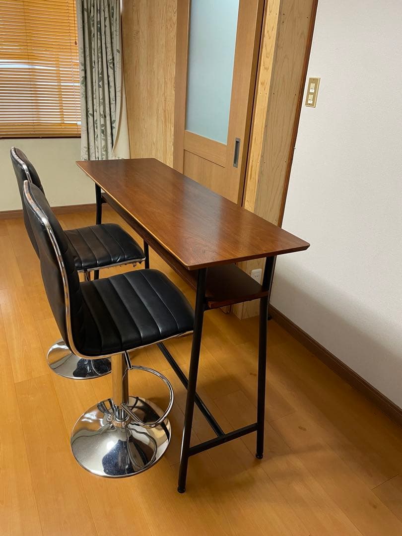 カウンターテーブル 天然木120×40 ブラウン