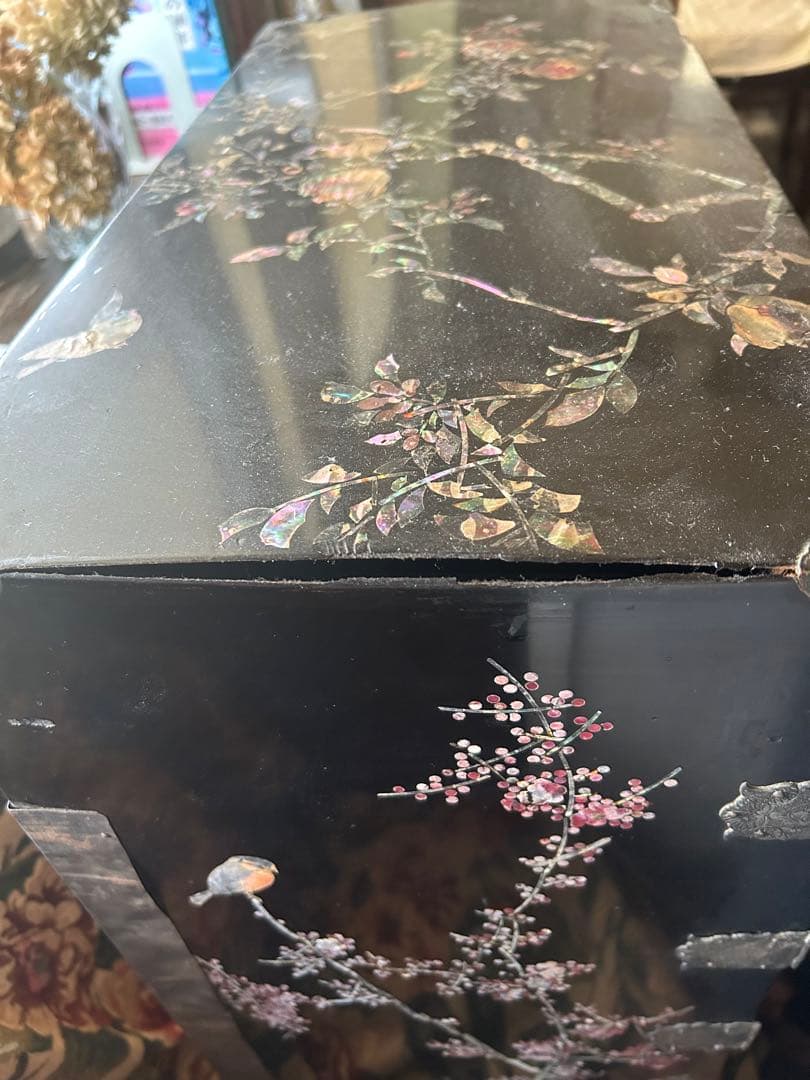 ①螺鈿細工　箪笥　アンティーク　難あり