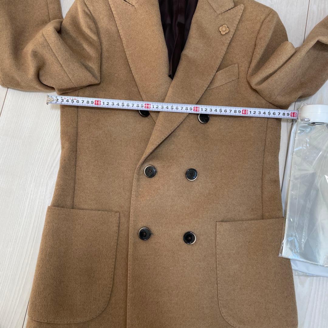 LARDINI キャメル100% ダブルブレスト チェスターコート 46