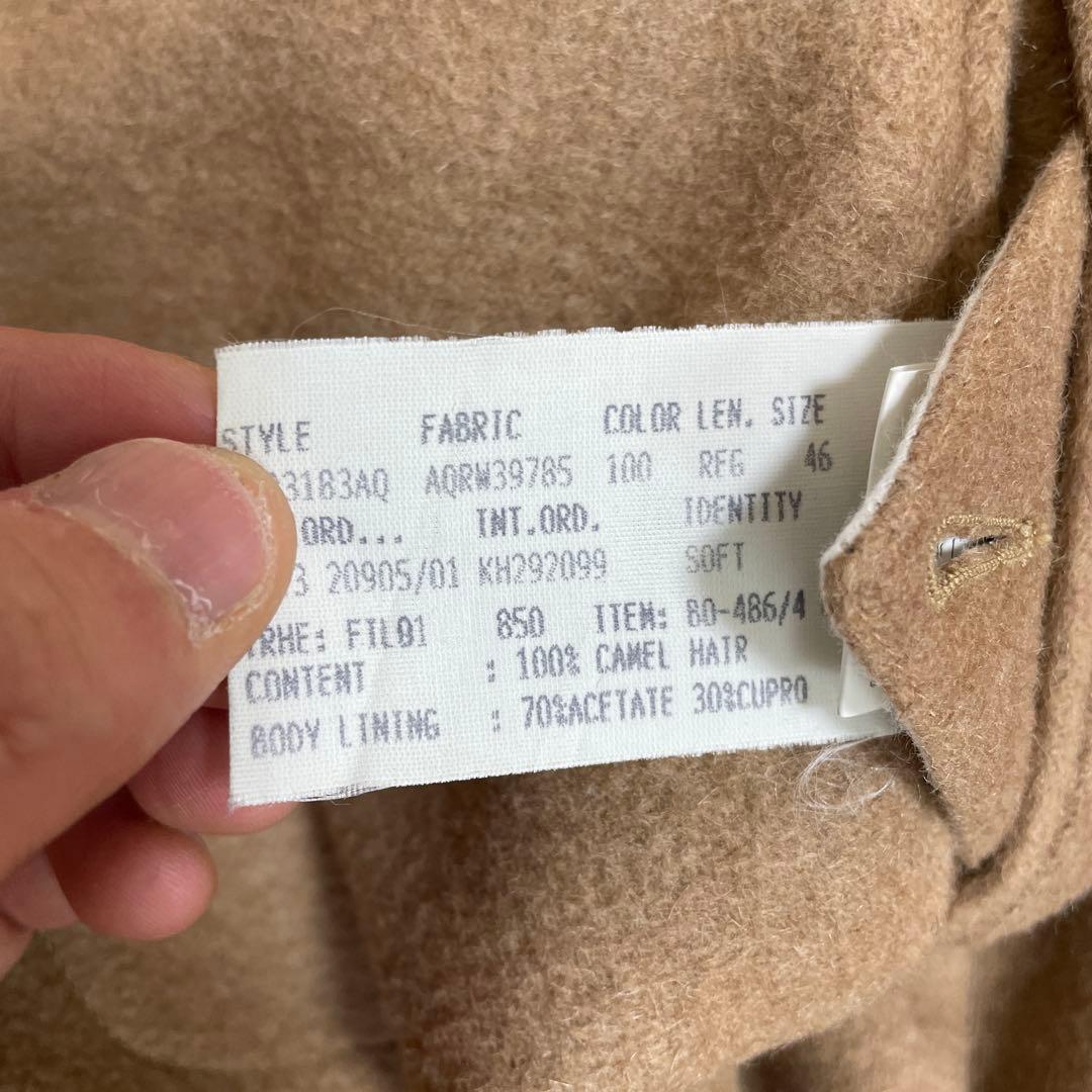LARDINI キャメル100% ダブルブレスト チェスターコート 46