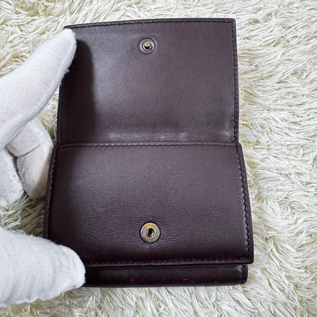 希少✨ボッテガヴェネタ　三つ折り財布　イントレチャート　バイカラー　ブラウン