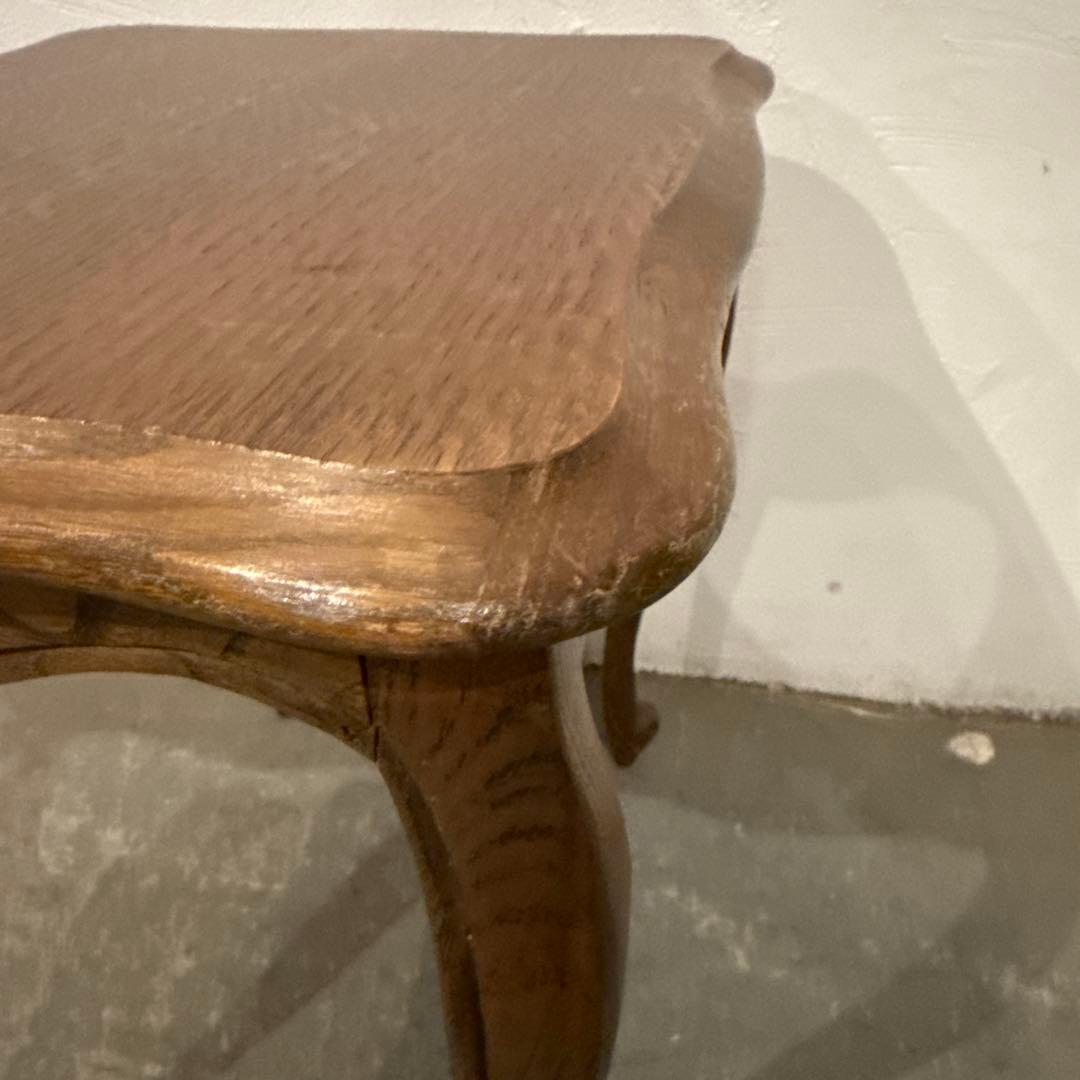 ヴィンテージ　木製サイドテーブル　猫脚　小