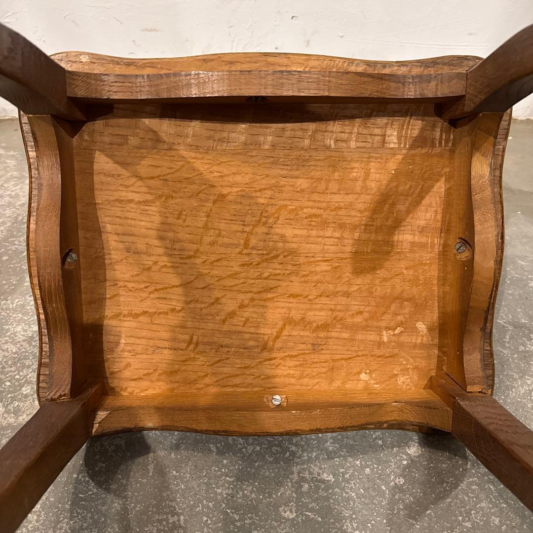 ヴィンテージ　木製サイドテーブル　猫脚　小