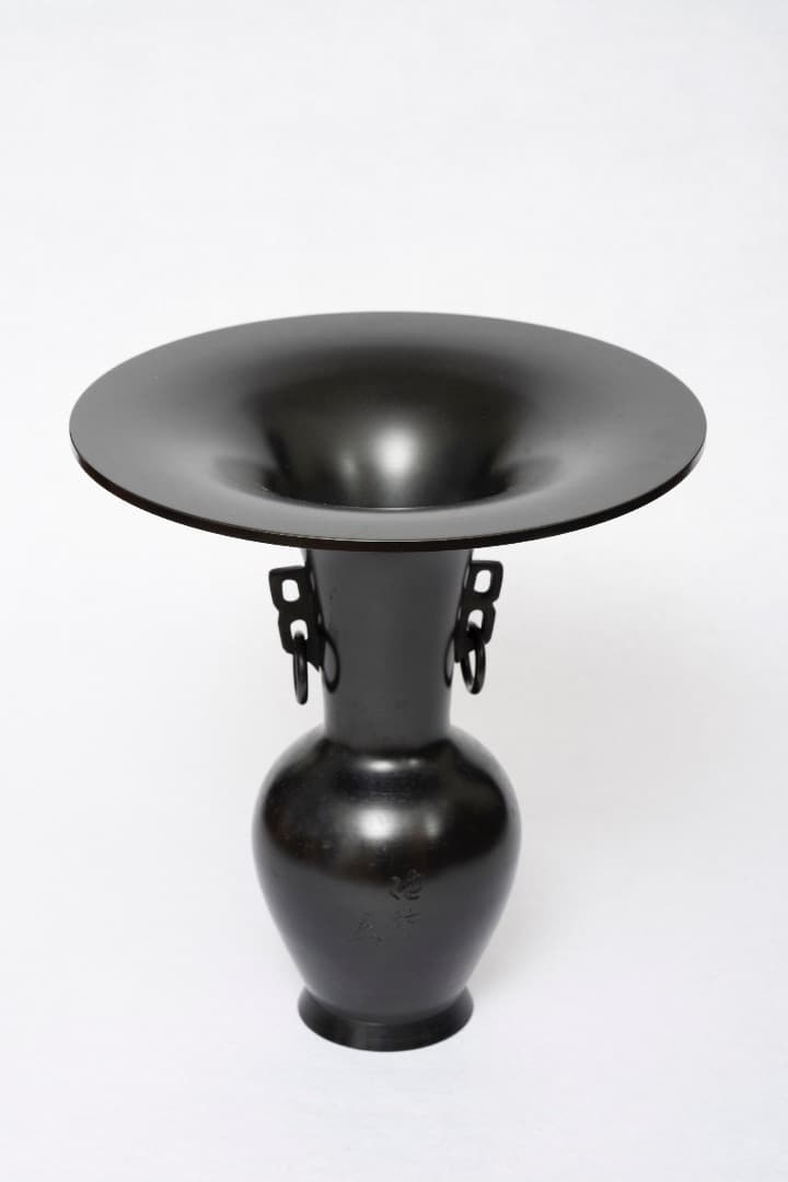 t*o様 花器　唐銅 池坊 遊環 双耳 薄端