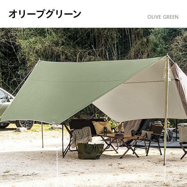 ヘキサタープ キャンプ用品 コンパクト テントシート グリーン