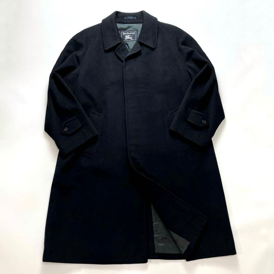 【極上の肌触り】バーバリー ステンカラーコート カシミヤ 羊毛 濃紺 XL相当