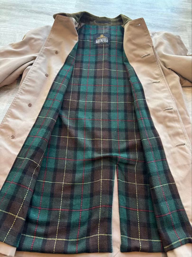 Grenfell 英国製 バルマカーンコート チェック裏地 ベージュ#464