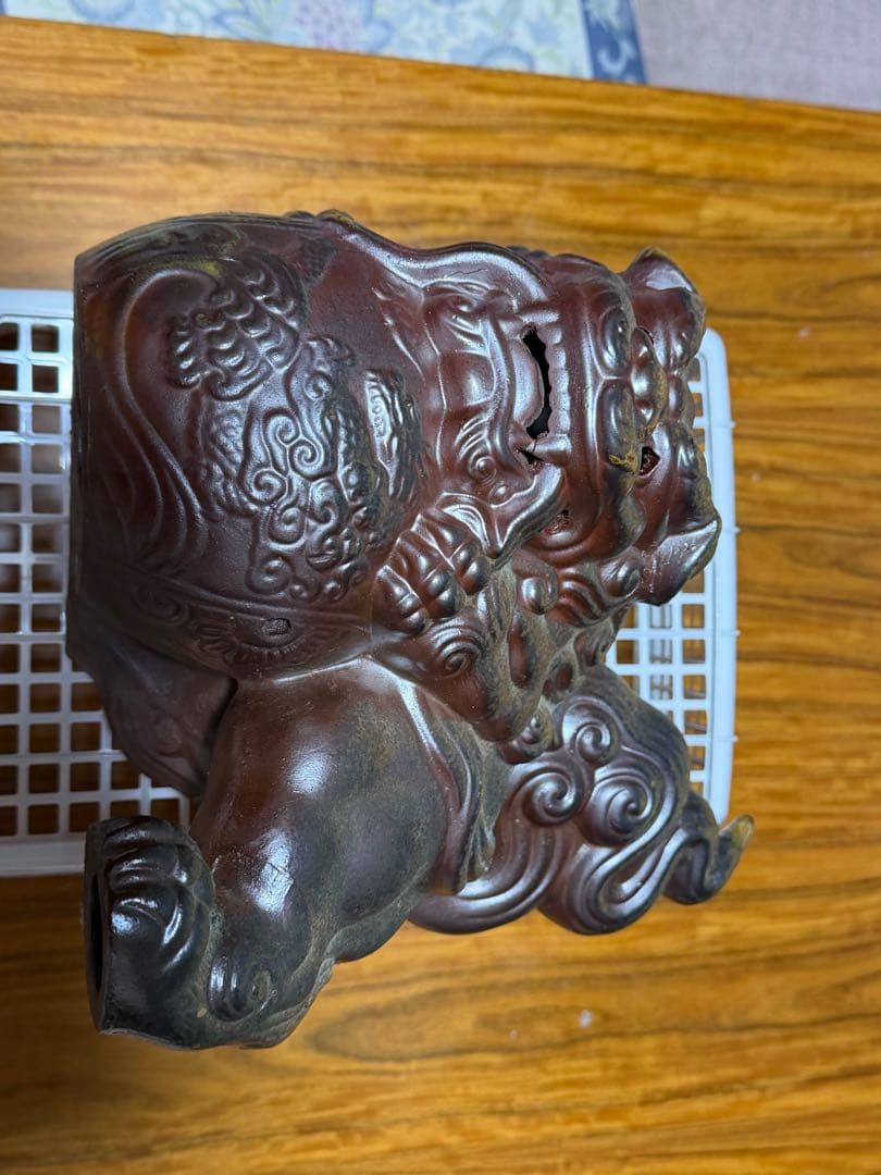 備前焼　獅子置物　難波正己