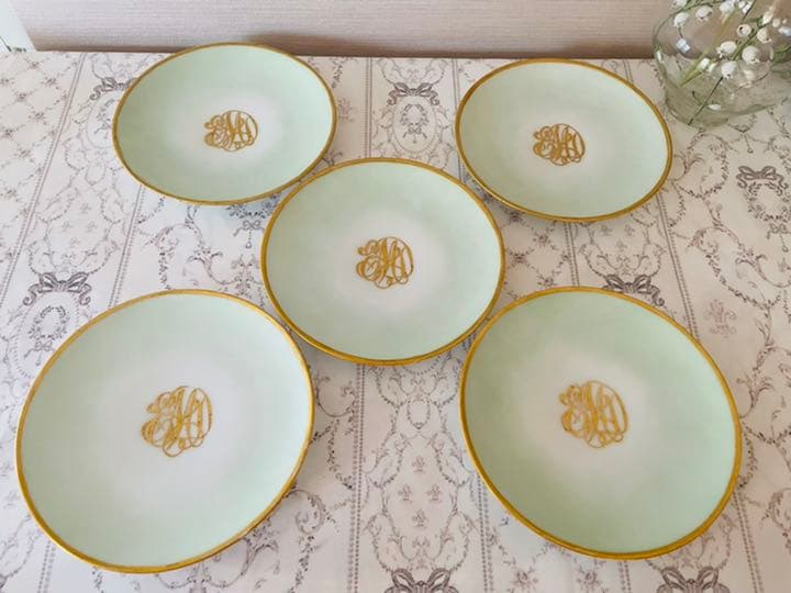 セーブル　ババリア窯　モノグラムのプレート5枚セット　アンティーク