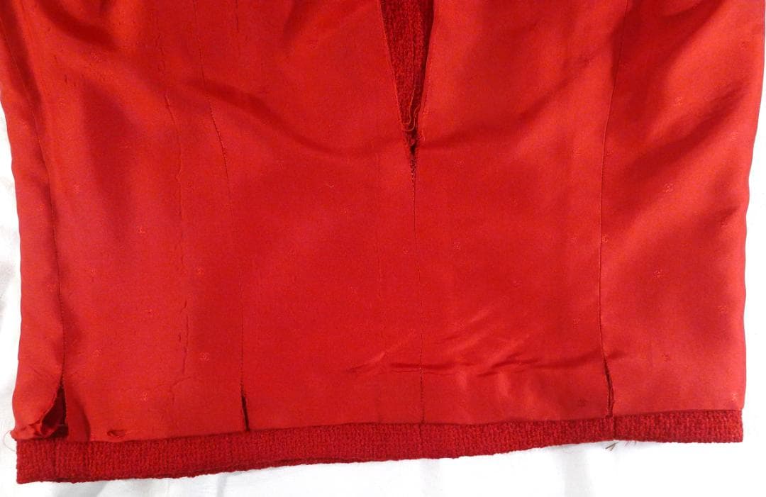 ◇【シャネル】ヴィンテージレッドカラーツィードウールスカート実寸W70㎝◇