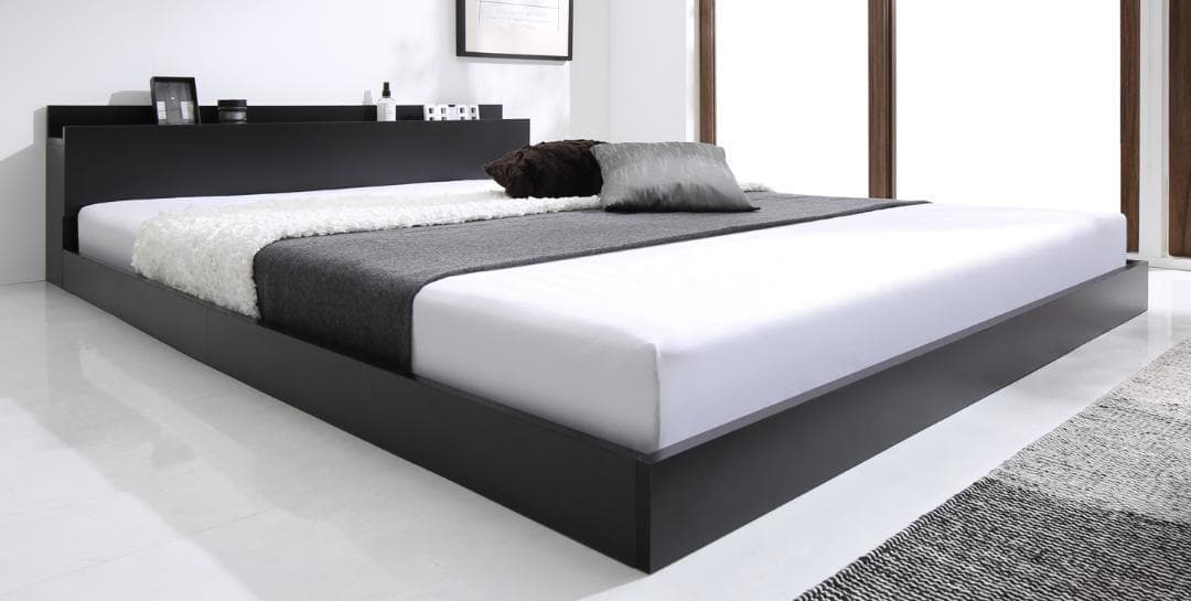 【たかゆう】セミダブルベッド マットレス付 棚 コンセント付