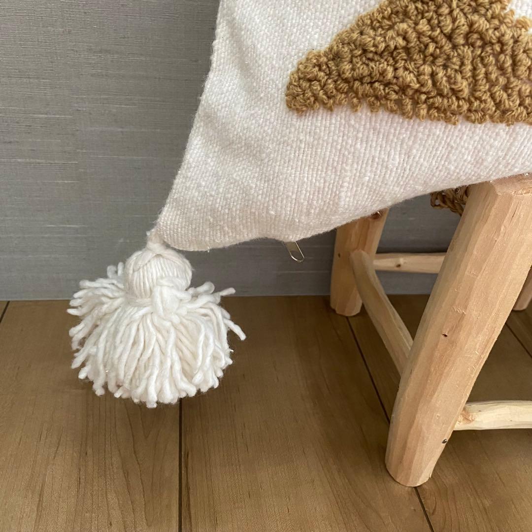 モロッコ　直輸入　キャメル　ヤシの木　クッションカバー　50/50cm
