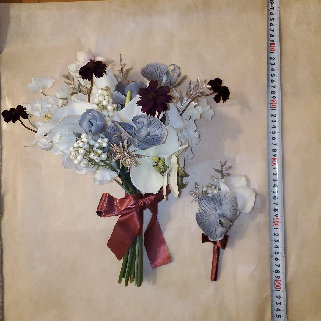 アーティフィシャルフラワーウェディングブーケ（ブートニア付）