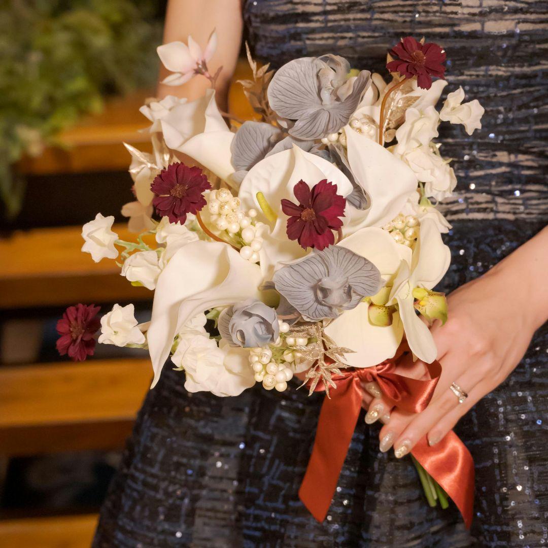 アーティフィシャルフラワーウェディングブーケ（ブートニア付）