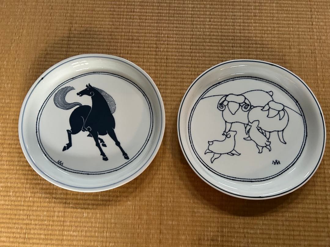 無汸庵　むほうあん　綿貫宏介　絵皿　２枚