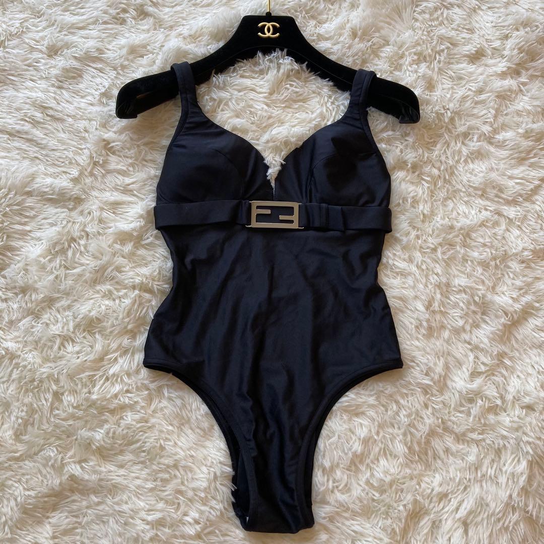 美品 FENDI フェンディ レディース 水着 ワンピース スイム マンマ 金具