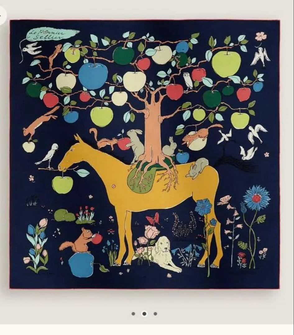 【新品未使用】エルメス 2026SS カレ90 ル・ポミエ・セリエ　ネイビー