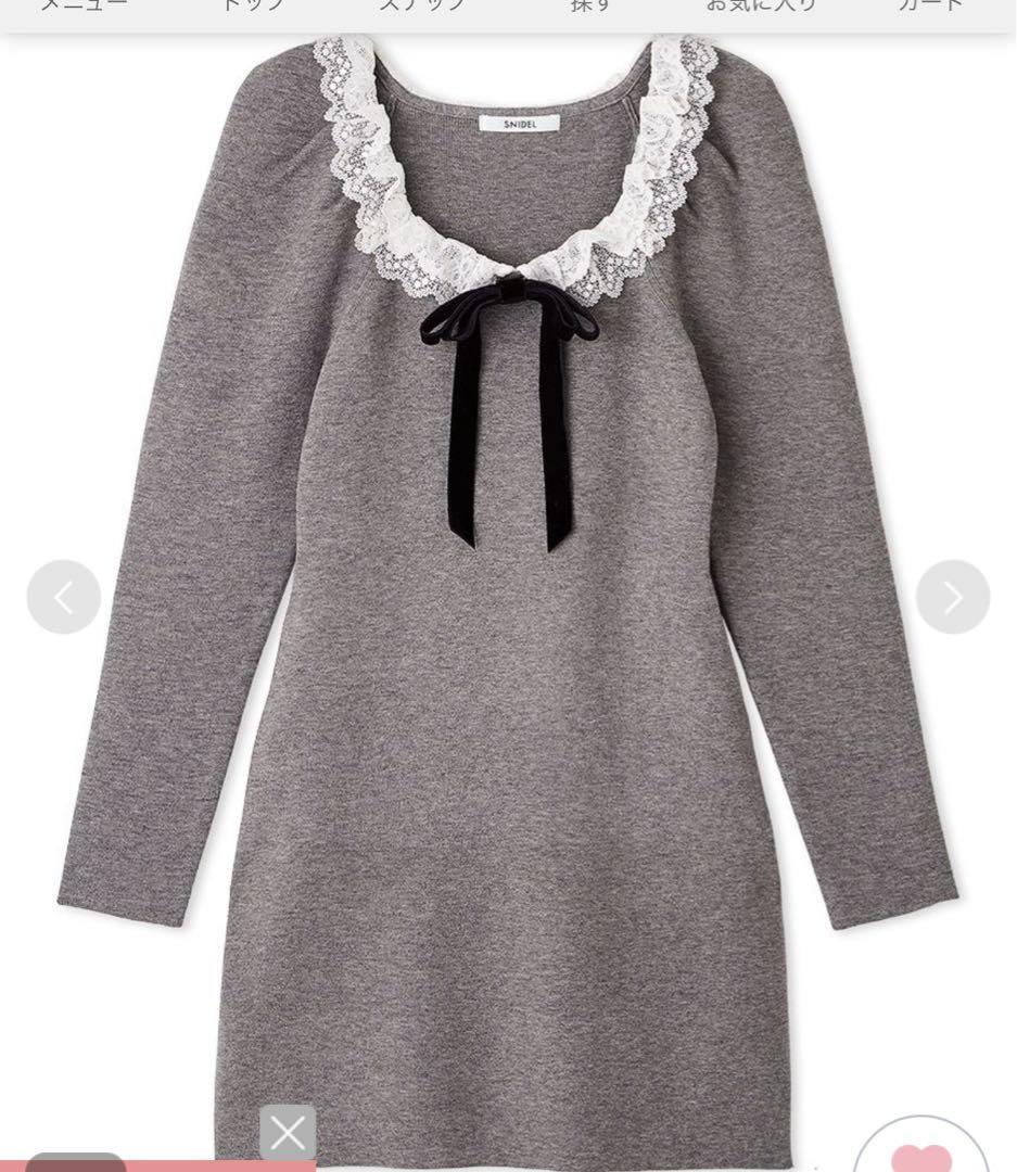 SNIDEL♡ フリルネックニットワンピース