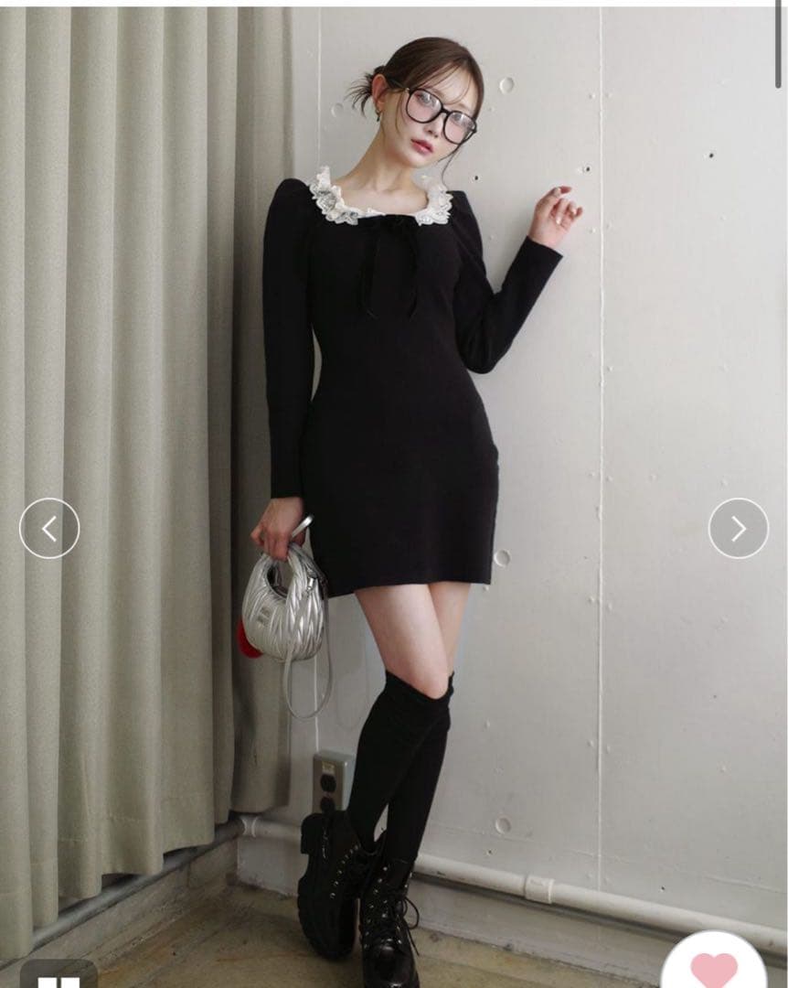 SNIDEL♡ フリルネックニットワンピース