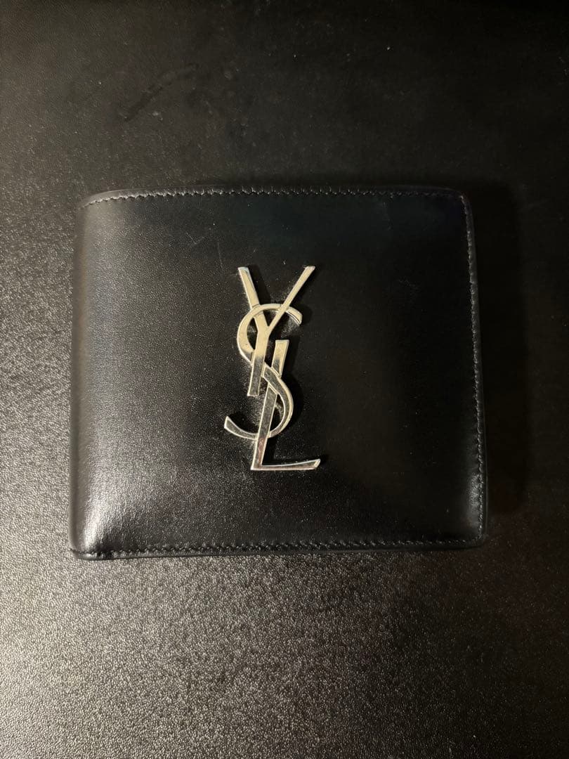 YVES SAINT LAURENT 二つ折り財布 モノグラム ブラック