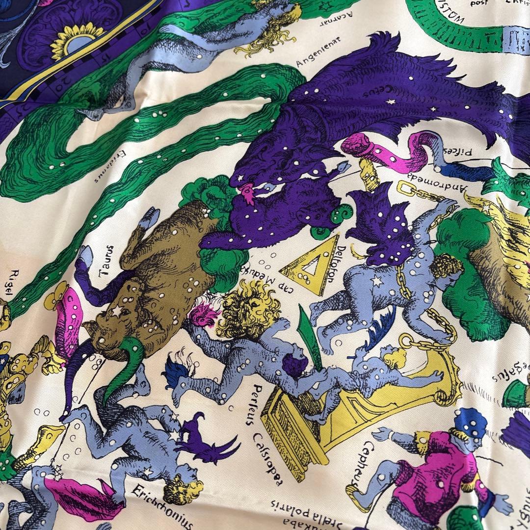 フランス製　CELINE シルク　スカーフ　星座　神話　天体　オールド　セリーヌ