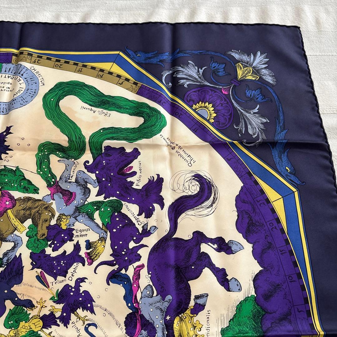 フランス製　CELINE シルク　スカーフ　星座　神話　天体　オールド　セリーヌ