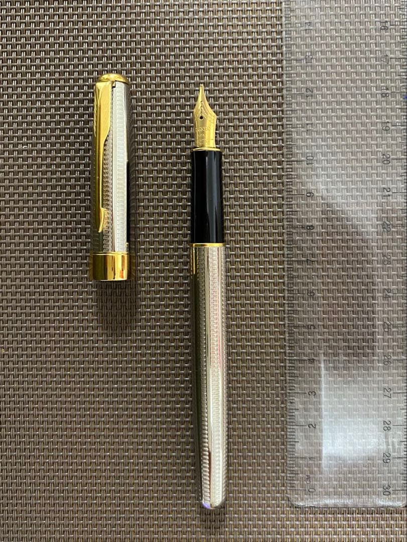シルバーゴールド 万年筆 18金ペン先