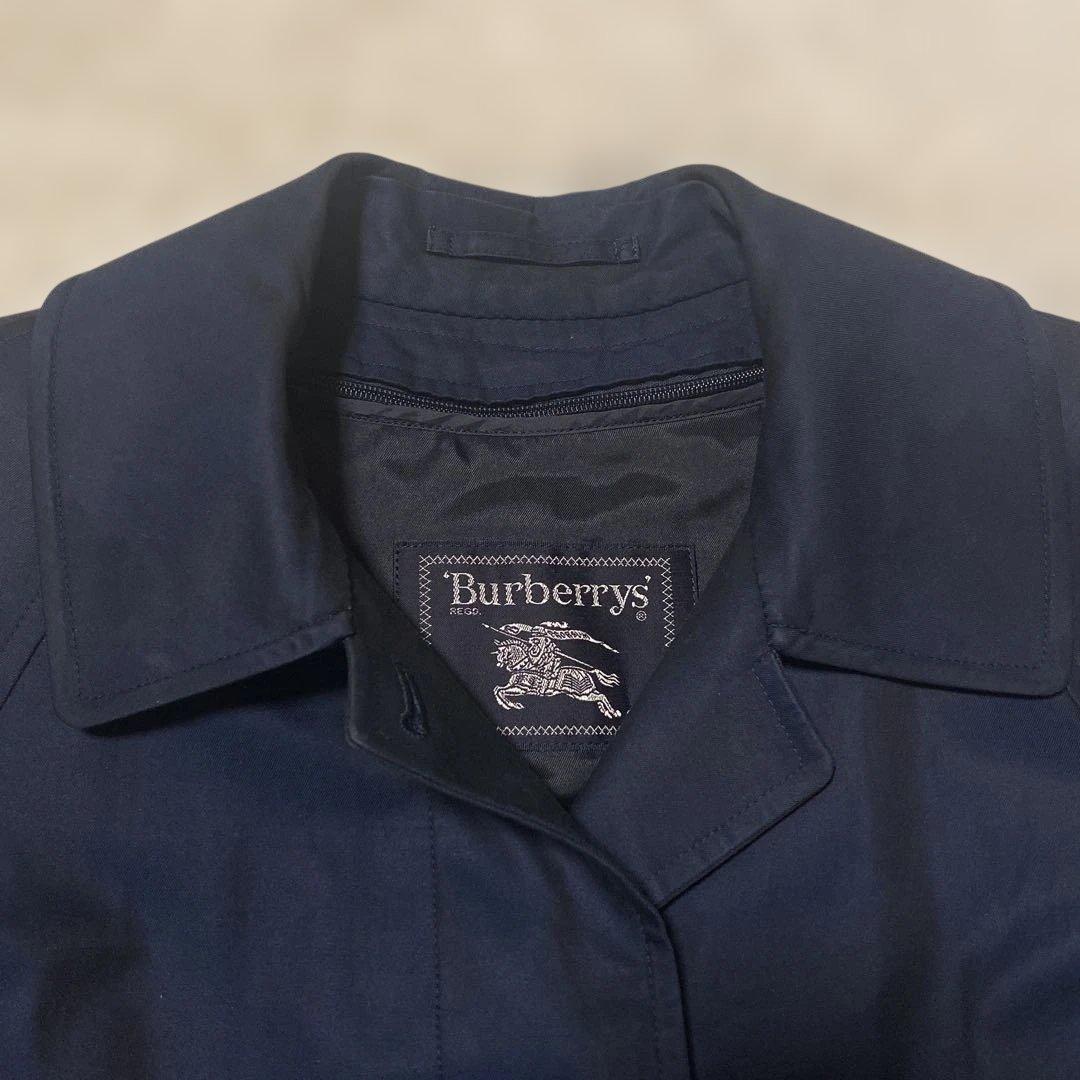 burberrys'ステンカラーコート ノバチェック 濃紺