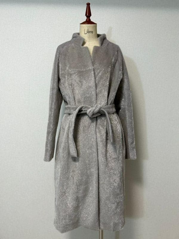 HERNO グレー ベルト付きロングコート